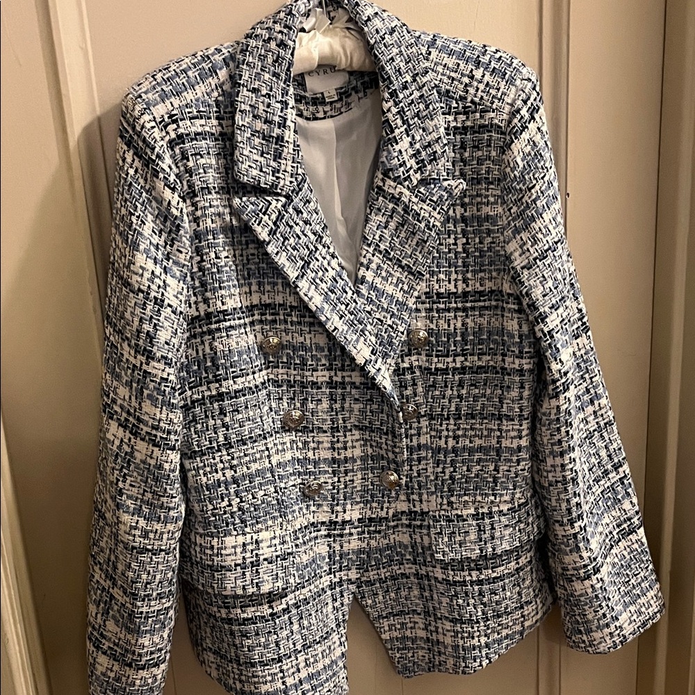 Cyrus Navy and White Tweed Blazer